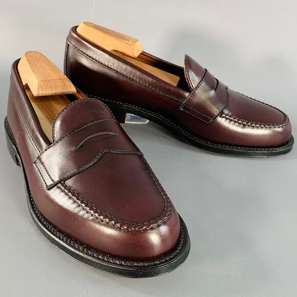 ALDEN Size 6.5 Burgundy Calfskin Leather Handsewn Penny Loafer